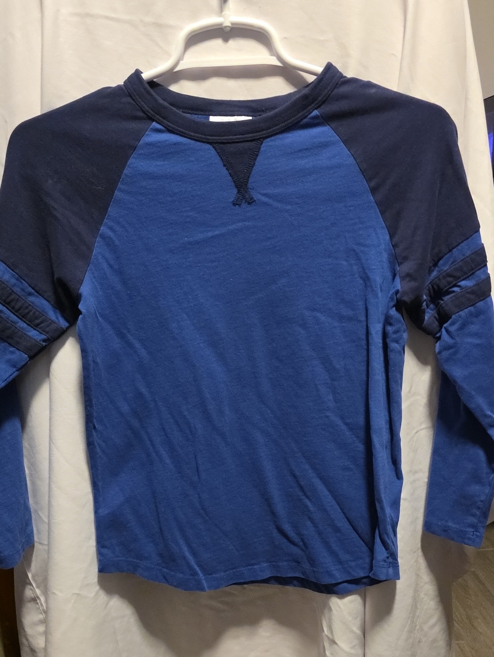 Hanna Andersson Two-Tone Blue Raglan Long Sleeve Tee